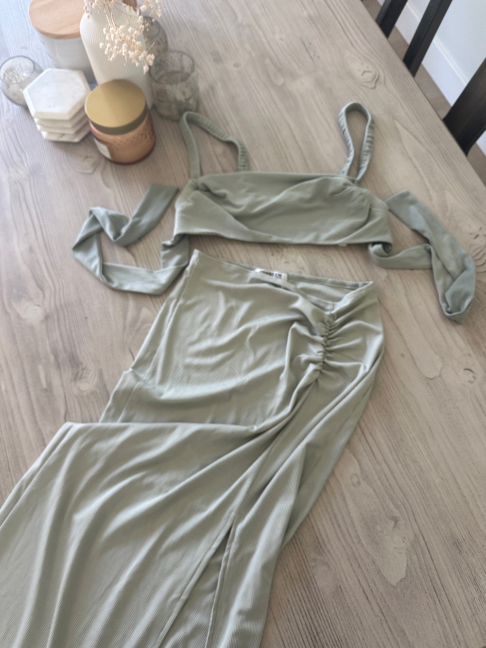Sage / mint Green Ribbed Two-Piece cactus Set